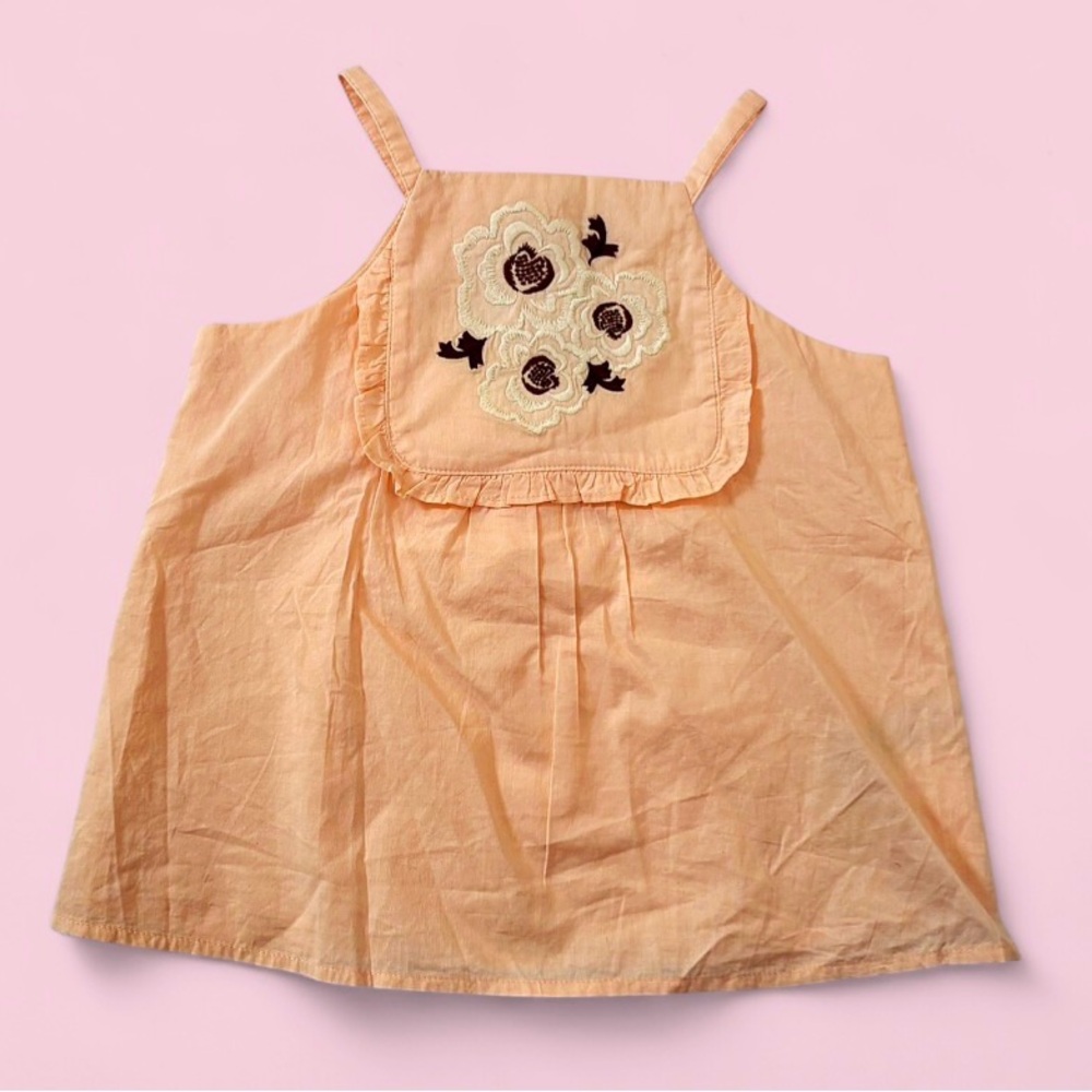 Janie and Jack Peach Embroidered Floral Swing Top Girls Size 5
